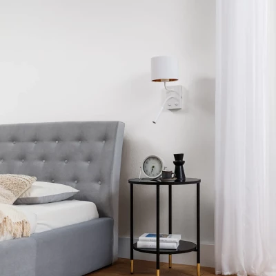 Nástenná lampa s čítacím ramenom VESPILLO - biela / zlatá