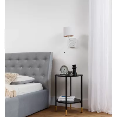 Nástenná lampa s čítacím ramenom VESPILLO - biela / zlatá