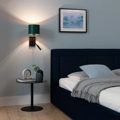 Nástenná lampa s čítacím ramenom VESPILLO - zelená / zlatá / čierna