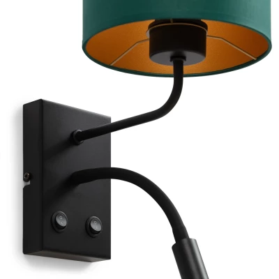Nástenná lampa s čítacím ramenom VESPILLO - zelená / zlatá / čierna