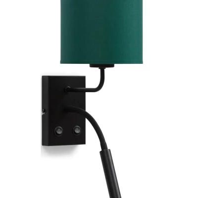 Nástenná lampa s čítacím ramenom VESPILLO - zelená / zlatá / čierna