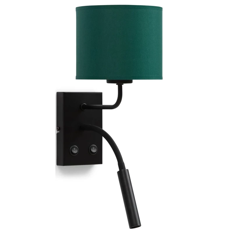 Nástenná lampa s čítacím ramenom VESPILLO - zelená / zlatá / čierna