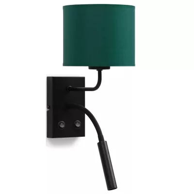 Nástenná lampa s čítacím ramenom VESPILLO - zelená / zlatá / čierna