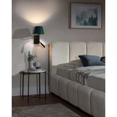 Nástenná lampička s čítacím ramenom VESPILLO - zelená / zlatá / čierna