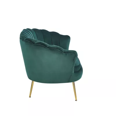 Elegantná dvojmiestna pohovka IGLIKA - zelená / zlaté nôžky