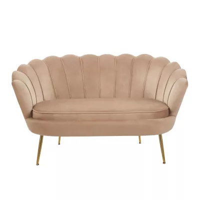 Elegantná dvojmiestna pohovka IGLIKA - cappucino / zlaté nôžky