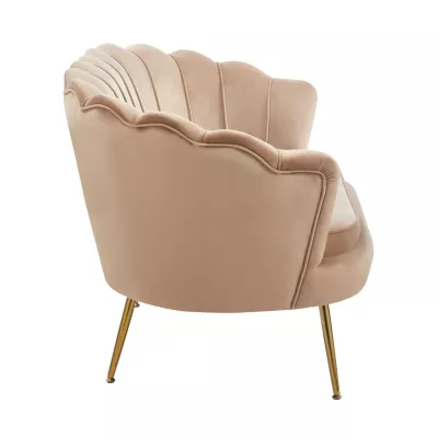 Elegantná dvojmiestna pohovka IGLIKA - cappucino / zlaté nôžky