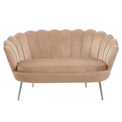 Elegantná dvojmiestna pohovka IGLIKA - cappucino / strieborné nôžky