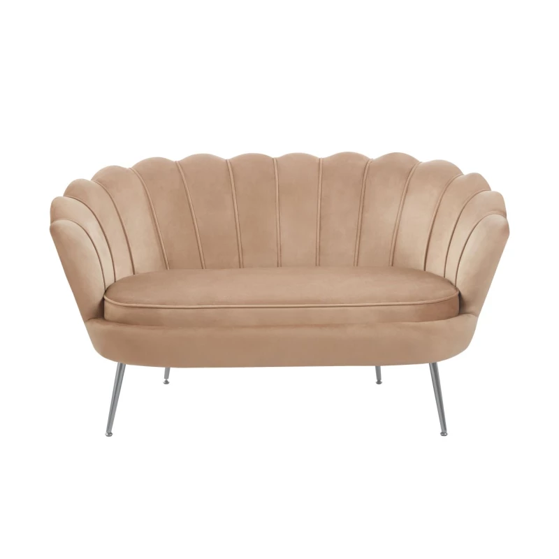 Elegantná dvojmiestna pohovka IGLIKA - cappucino / strieborné nôžky