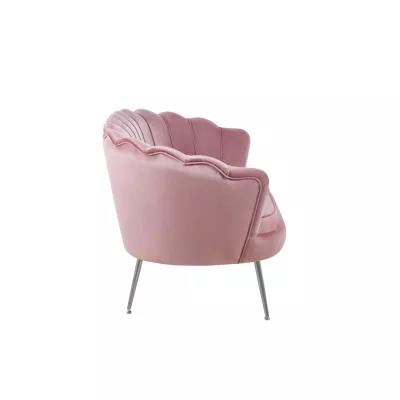Elegantná dvojmiestna pohovka IGLIKA - ružová / strieborné nôžky