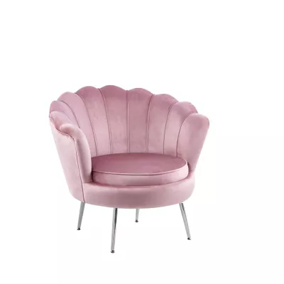 Elegantné kreslo THIAGO - ružové / strieborné nôžky