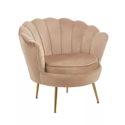 Elegantné kreslo THIAGO - cappucino / zlaté nôžky