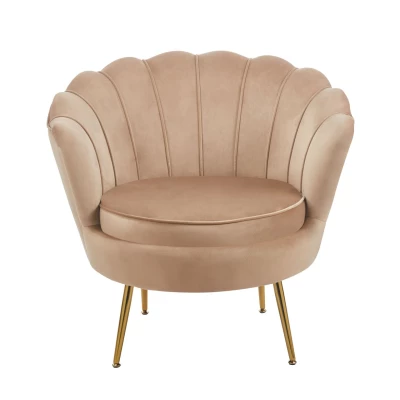 Elegantné kreslo THIAGO - cappucino / zlaté nôžky