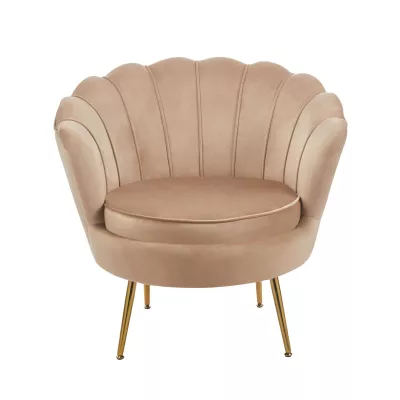 Elegantné kreslo THIAGO - cappucino / zlaté nôžky