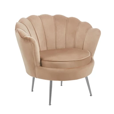 Elegantné kreslo THIAGO - cappucino / strieborné nôžky