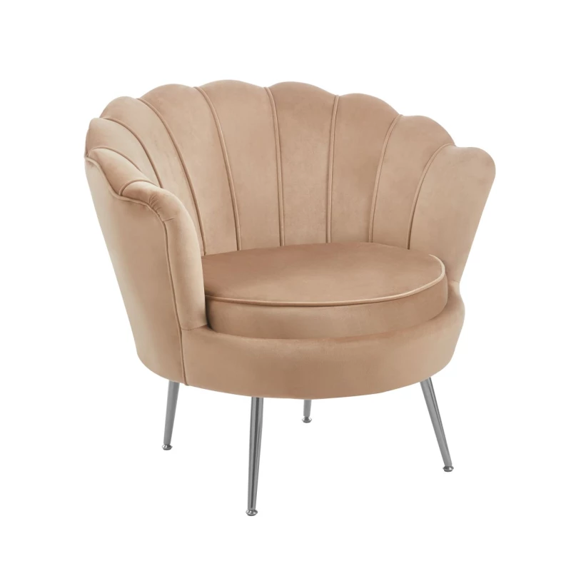 Elegantné kreslo THIAGO - cappucino / strieborné nôžky