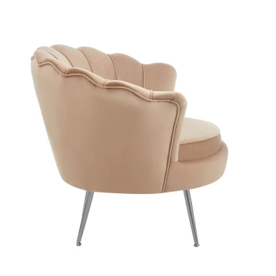 Elegantné kreslo THIAGO - cappucino / strieborné nôžky