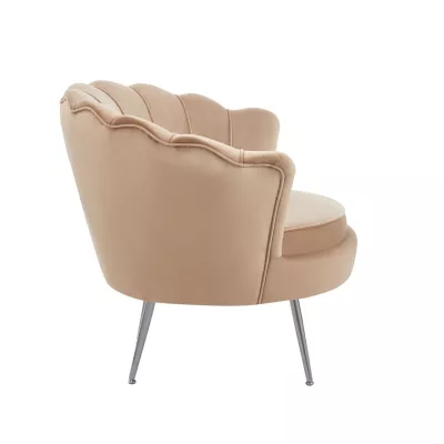 Elegantné kreslo THIAGO - cappucino / strieborné nôžky