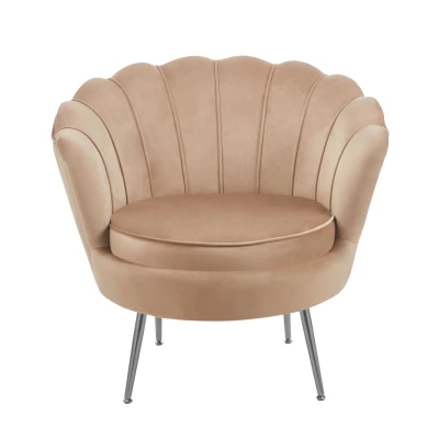 Elegantné kreslo THIAGO - cappucino / strieborné nôžky