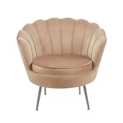 Elegantné kreslo THIAGO - cappucino / strieborné nôžky