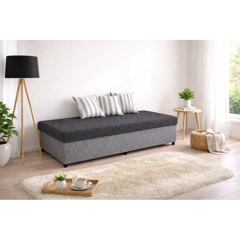 Válenda s úložným priestorom 80x200 ARVENZA - tmavo šedá/ svetlo šedá
