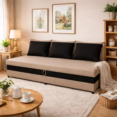 Váľanda s úložným priestorom 80x200 VIONEST - béžová / čierna
