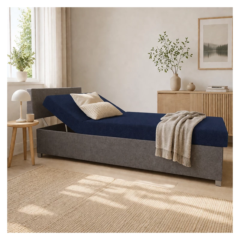 Polohovacia váľanda s úložným priestorom 110x200 ORNOVA - modrá / čierna