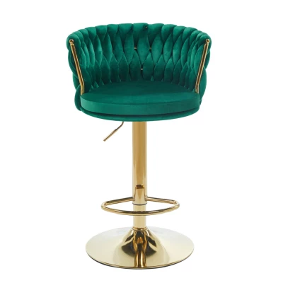 Otočná barová stolička CYRA - zelená / zlatá