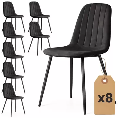 Set 8x prešívaná jedálenská stolička LIROLIA - čierna / čierna