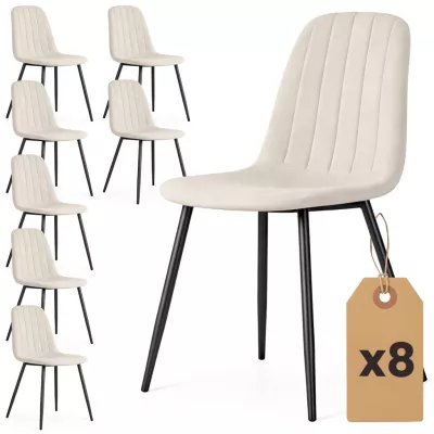 Set 8x prešívaná jedálenská stolička LIROLIA - béžová / čierna