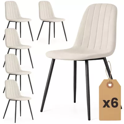 Set 6x prešívaná jedálenská stolička LIROLIA - béžová / čierna