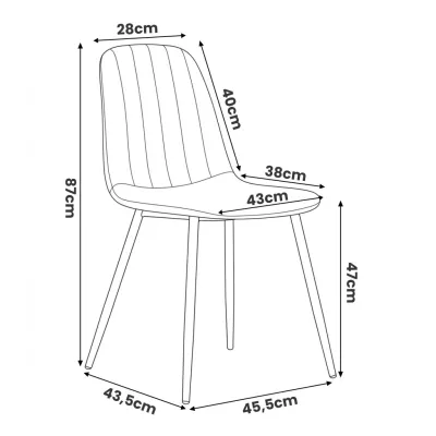 Set 4x prešívaná jedálenská stolička LIROLIA - tmavý grafit/čierna