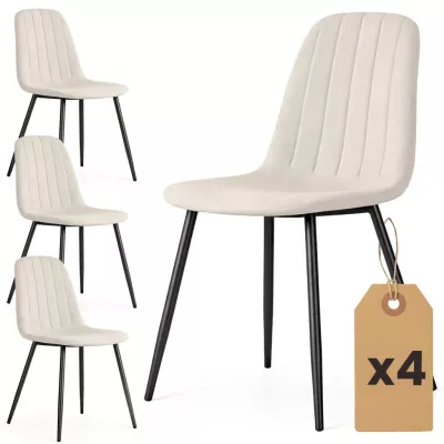 Set 4x prešívaná jedálenská stolička LIROLIA - béžová / čierna