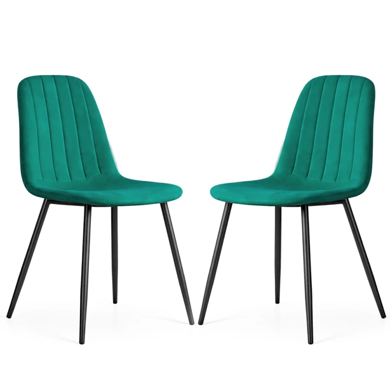 Set 2x prešívaná jedálenská stolička LIROLIA - fľaškovo zelená / čierna