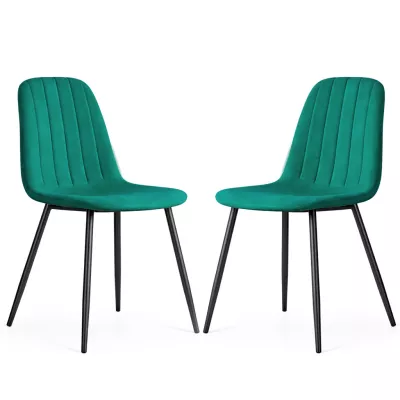 Set 2x prešívaná jedálenská stolička LIROLIA - fľaškovo zelená / čierna