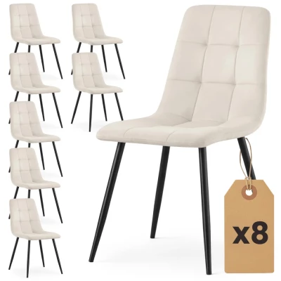 Set 8x prešívaná jedálenská stolička NIROLIA - béžová / čierna