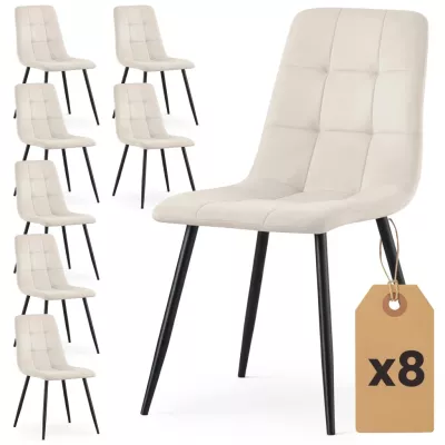 Set 8x prešívaná jedálenská stolička NIROLIA - béžová / čierna