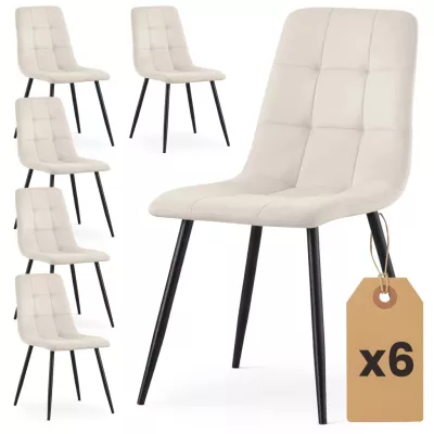 Set 6x prešívaná jedálenská stolička NIROLIA - béžová / čierna