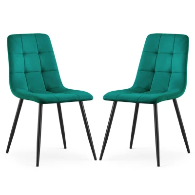 Set 2x prešívaná jedálenská stolička NIROLIA - fľaškovo zelená / čierna