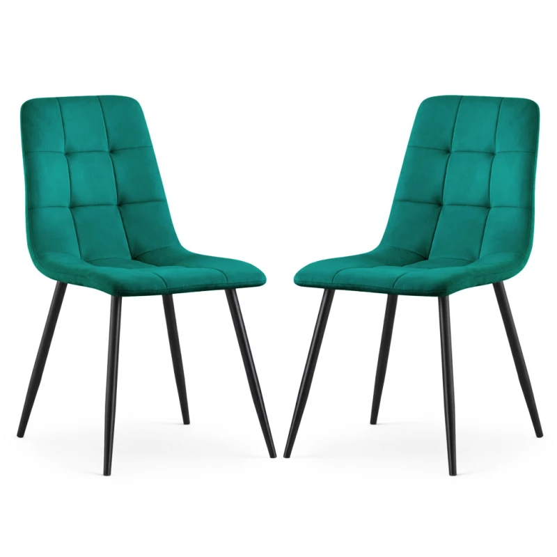 Set 2x prešívaná jedálenská stolička NIROLIA - fľaškovo zelená / čierna