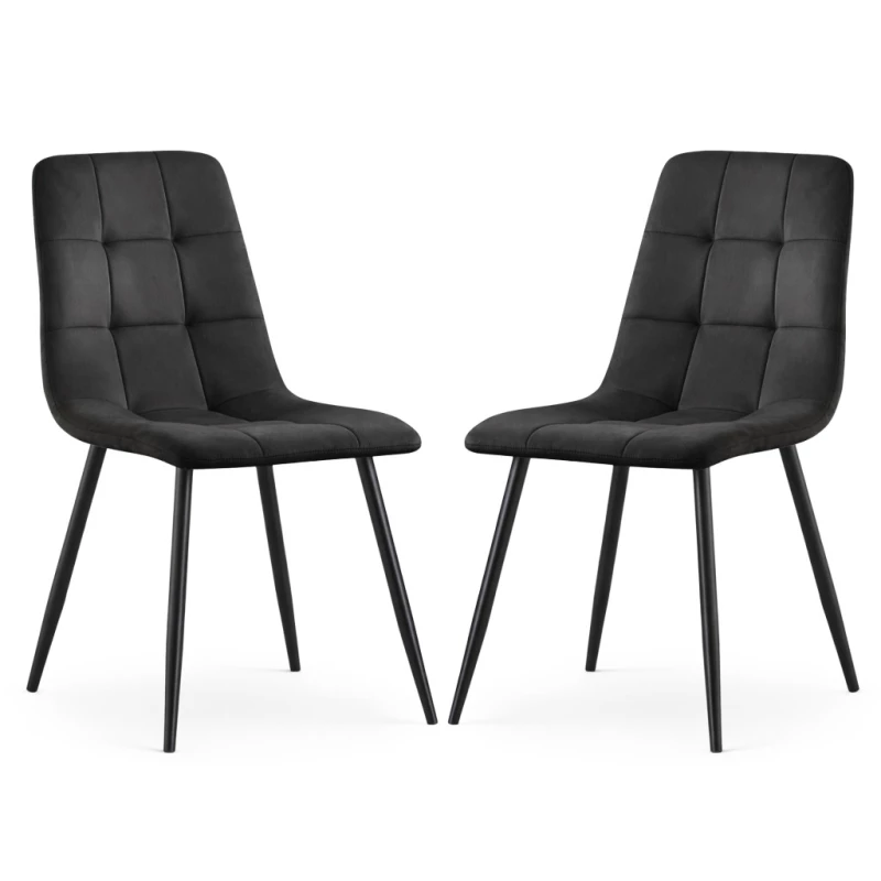 Set 2x prešívaná jedálenská stolička NIROLIA - čierna / čierna