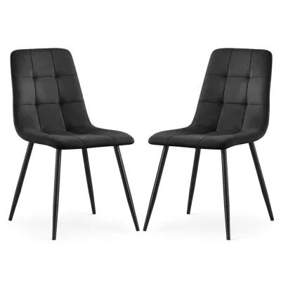Set 2x prešívaná jedálenská stolička NIROLIA - čierna / čierna