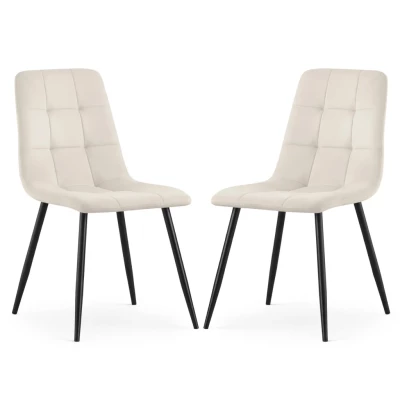 Set 2x prešívaná jedálenská stolička NIROLIA - béžová / čierna