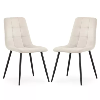 Set 2x prešívaná jedálenská stolička NIROLIA - béžová / čierna
