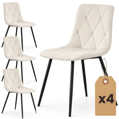 Set 4x prešívaná jedálenská stolička MILORIA - béžová / čierna