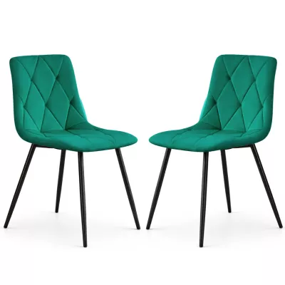 Set 2x prešívaná jedálenská stolička MILORIA - fľaškovo zelená / čierna