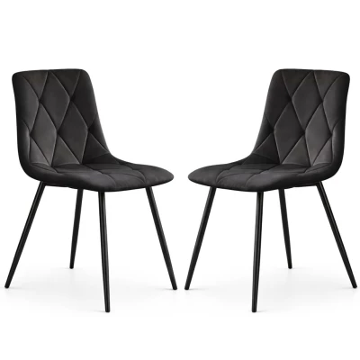 Set 2x prešívaná jedálenská stolička MILORIA - čierna / čierna