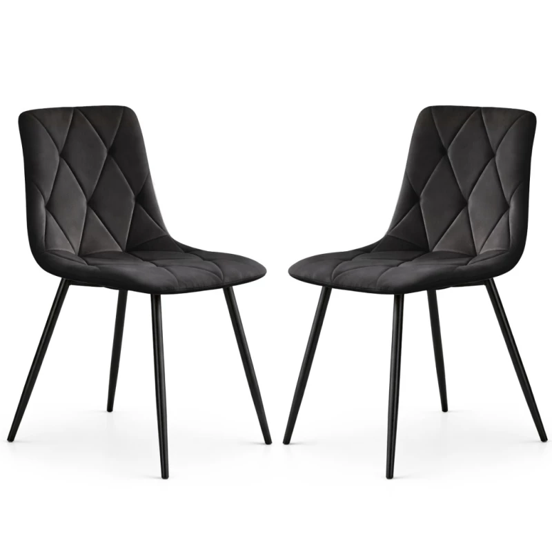 Set 2x prešívaná jedálenská stolička MILORIA - čierna / čierna