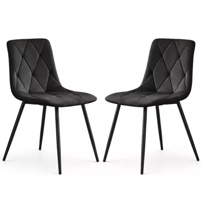 Set 2x prešívaná jedálenská stolička MILORIA - čierna / čierna