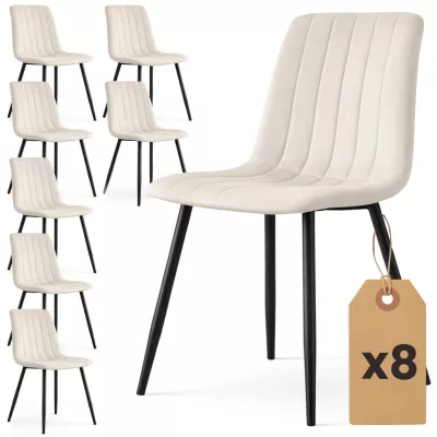 Set 8x prešívaná jedálenská stolička LINORIA - béžová / čierna